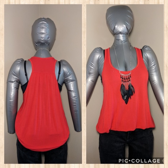 Red racerback extra Long Tank Slip swim cover-up - Picture 4 of 7